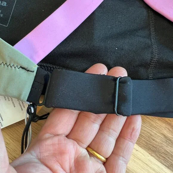 PrAna Womens Baja Bound Adjustable Swim Top LARGE in Black Color Block - Picture 3 of 5